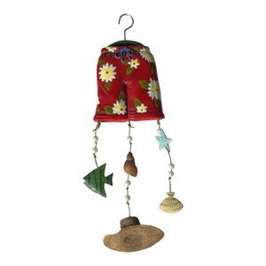 Christmas Ornament Flowered Swim Trunks Beach Fish Shells Resin Hanging 7"